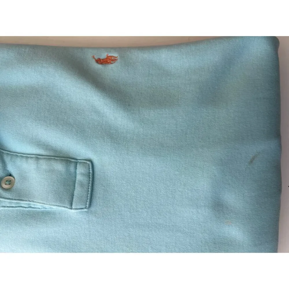 Polo Ralph Lauren 100% Soft Cotton Collared Shirt Pastel Blue Pink Size Large SG